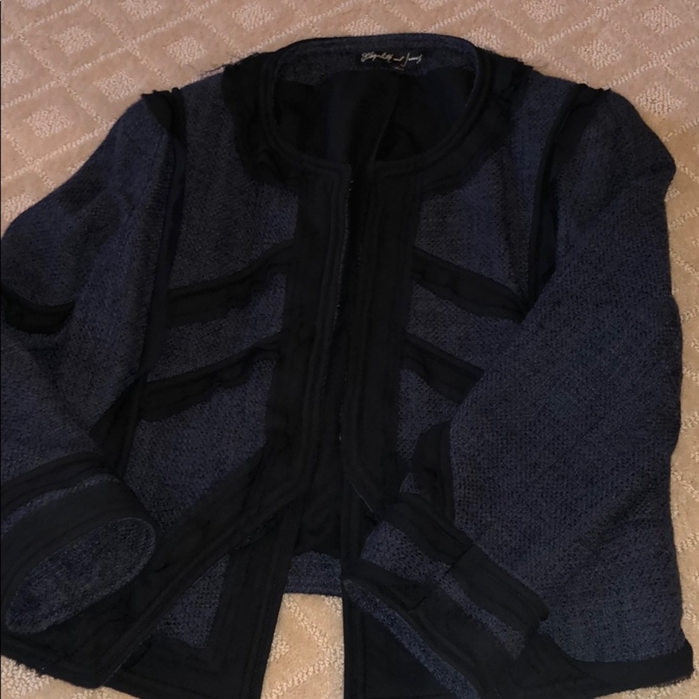 Elizabeth and James tweed jacket with ruffle